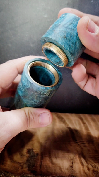 Lidded Box - Blue Dyed Poplar Burl