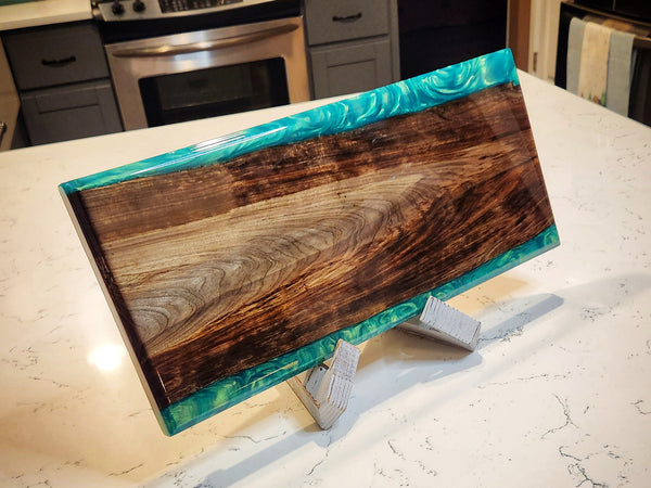 Charcuterie Board - Ancient Sinker Cypress and Green Envy Resin