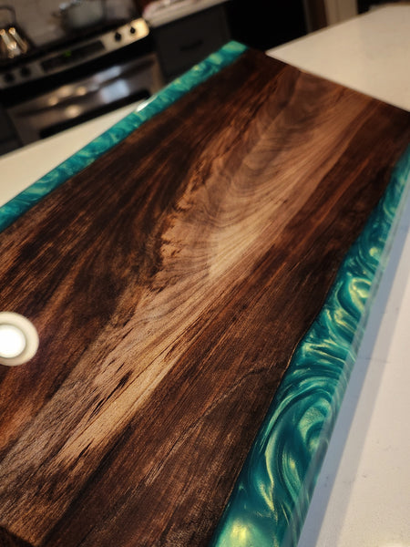 Charcuterie Board - Ancient Sinker Cypress and Green Envy Resin