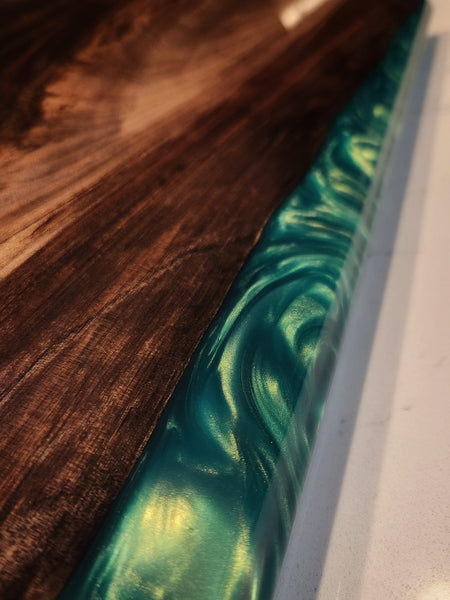 Charcuterie Board - Ancient Sinker Cypress and Green Envy Resin