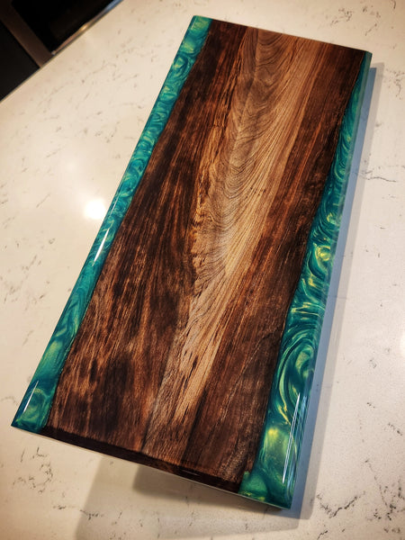 Charcuterie Board - Ancient Sinker Cypress and Green Envy Resin