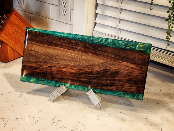 Charcuterie Board - Ancient Sinker Cypress and Green Envy Resin