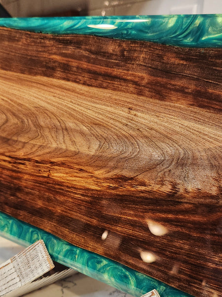 Charcuterie Board - Ancient Sinker Cypress and Green Envy Resin