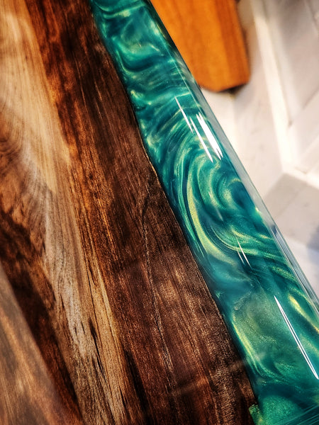 Charcuterie Board - Ancient Sinker Cypress and Green Envy Resin