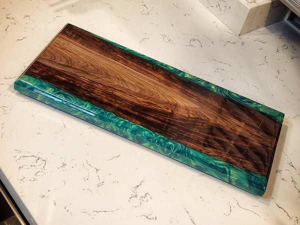 Charcuterie Board - Ancient Sinker Cypress and Green Envy Resin