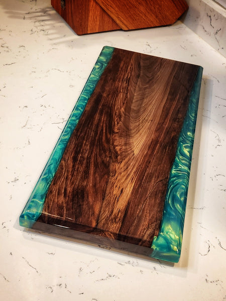 Charcuterie Board - Ancient Sinker Cypress and Green Envy Resin