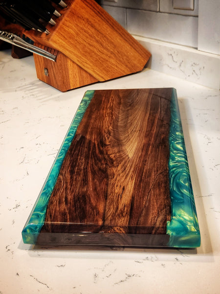 Charcuterie Board - Ancient Sinker Cypress and Green Envy Resin