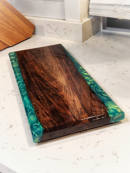 Charcuterie Board - Ancient Sinker Cypress and Green Envy Resin