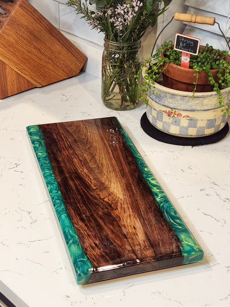 Charcuterie Board - Ancient Sinker Cypress and Green Envy Resin