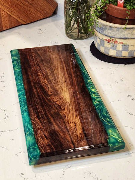 Charcuterie Board - Ancient Sinker Cypress and Green Envy Resin