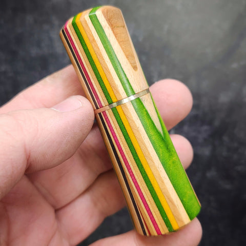 Lidded Box for Sewing Needles/Pills/Toothpicks - Recycled Skateboard Wood