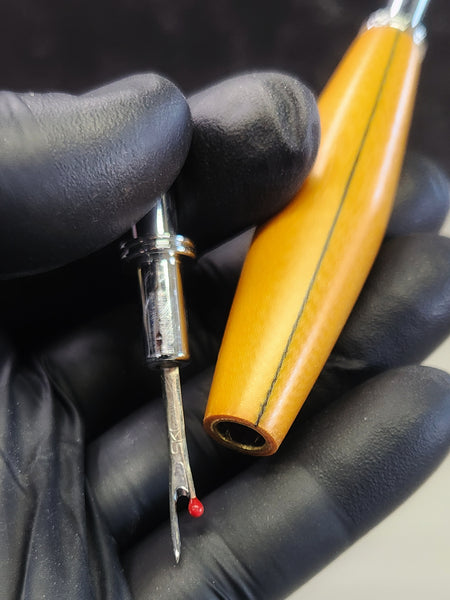 Seam Ripper - Double Ended - "Vintage Butterscotch Linen w/Single Black Line"Phenolic Resin Handle