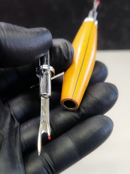 Seam Ripper - Double Ended - "Vintage Butterscotch Linen w/Single Black Line"Phenolic Resin Handle
